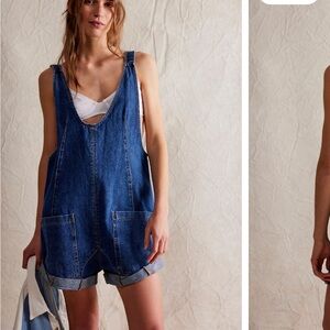 FREE PEOPLE xs sapphire blue “we the free high roller shortall”